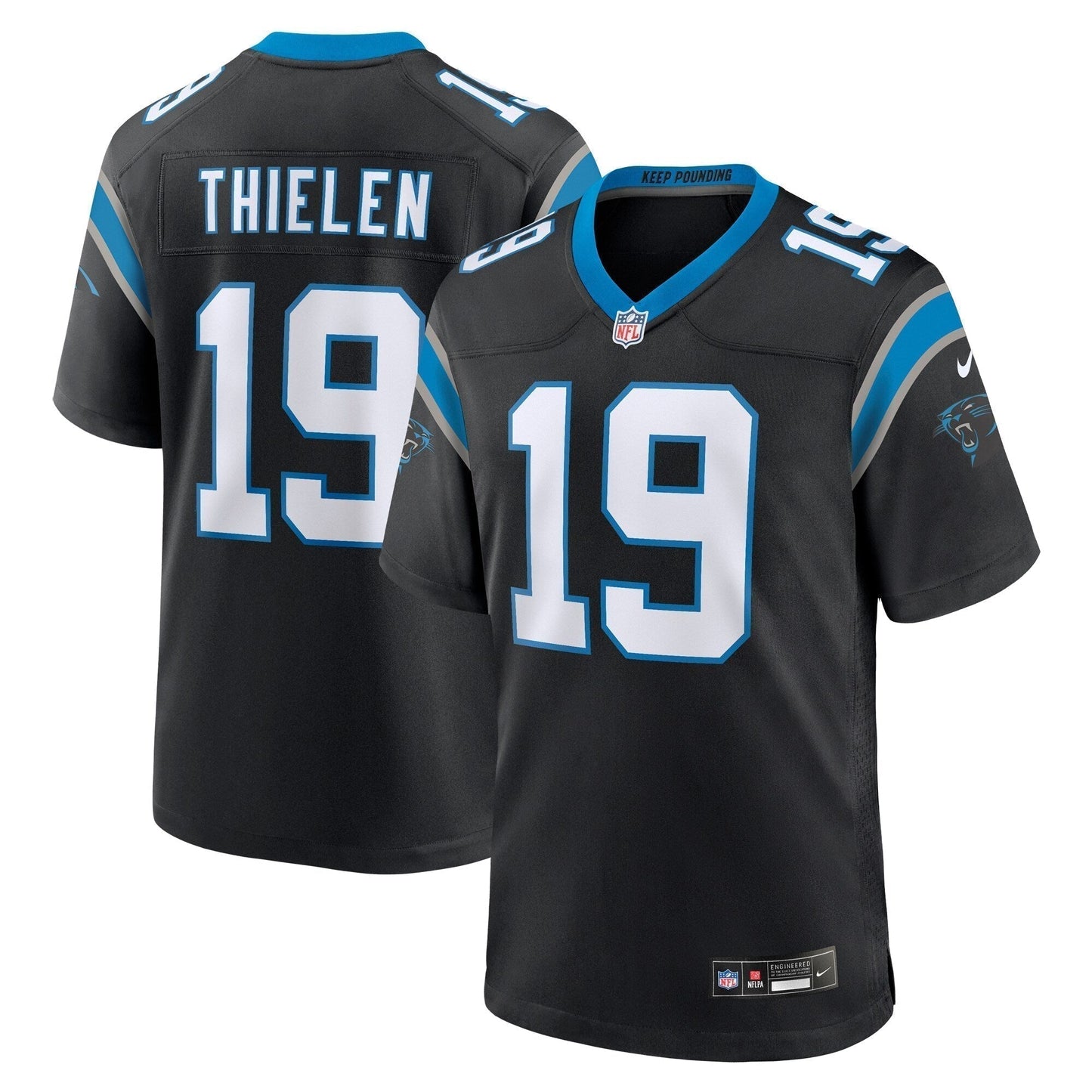 Adam Thielen Carolina Panthers Team Game Jersey - Black football jersey product view 1