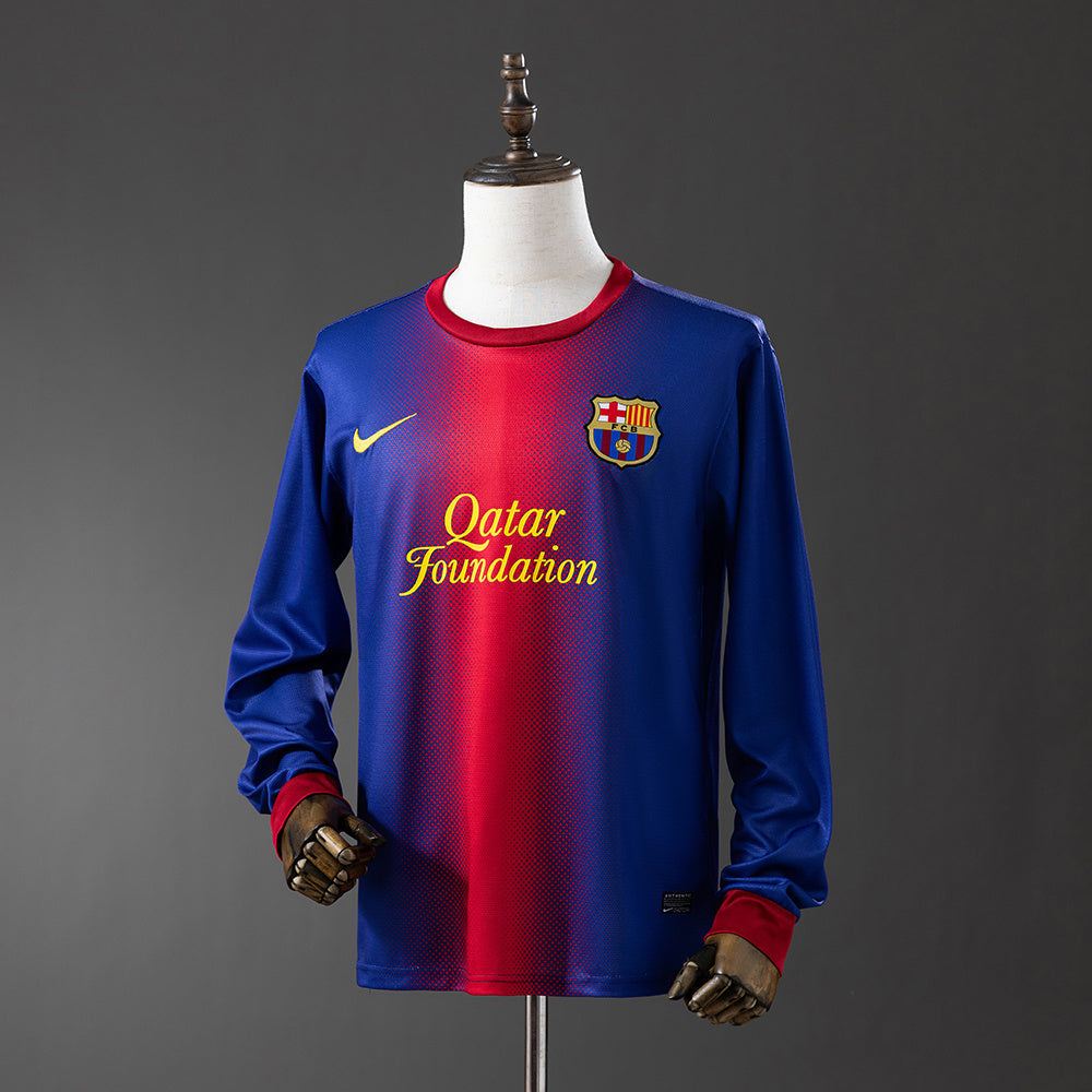 Barcelona 12/13 Home Long Sleeve Retro Jersey sports jersey product view 1
