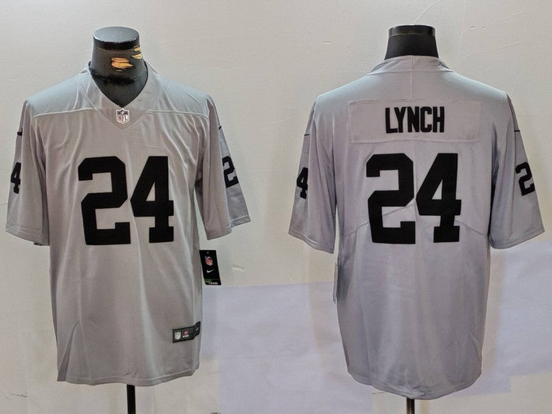 Men's Las Vegas Raiders Marshawn Lynch #24 Gray Player Game Jersey1 football jersey product view 1