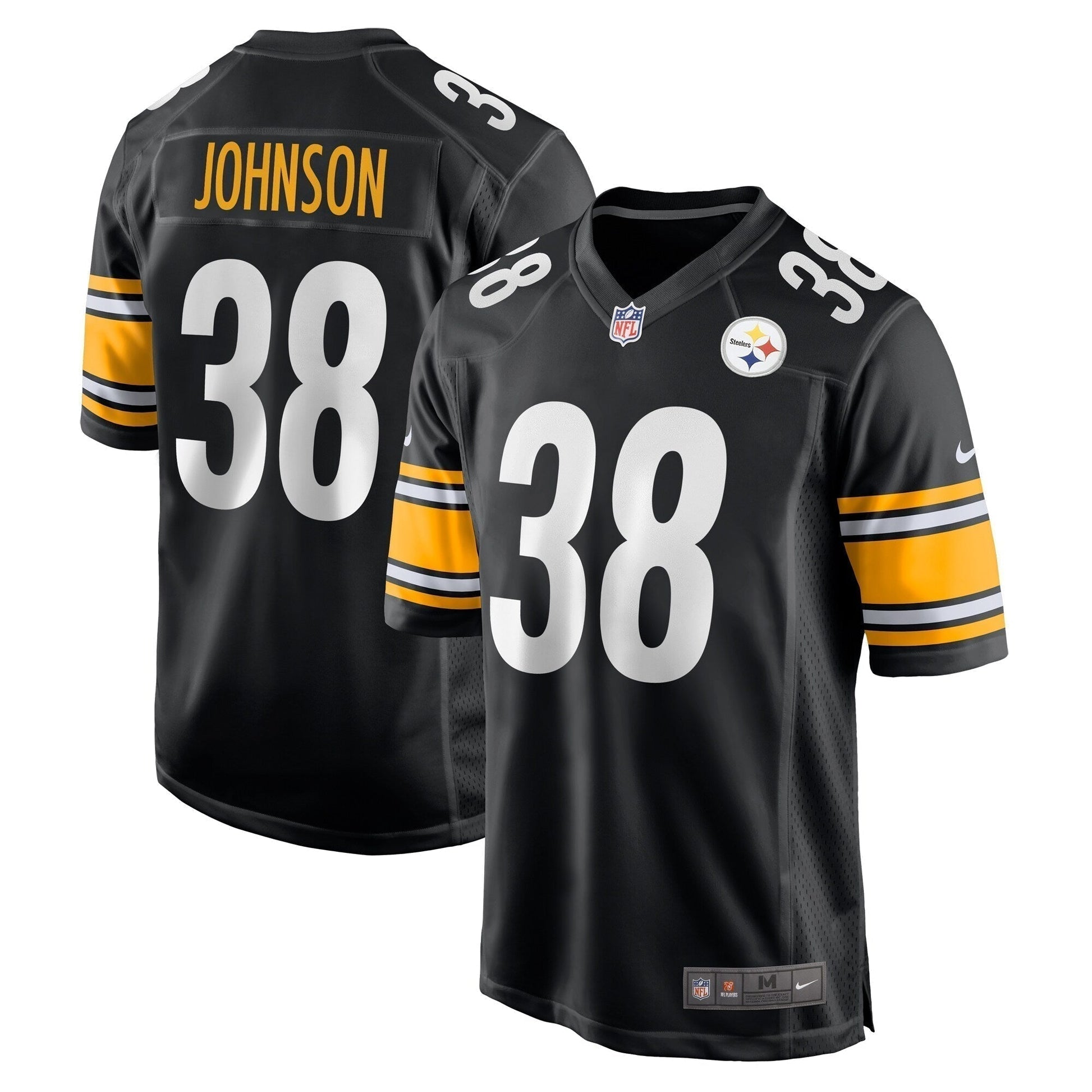 Caleb Johnson Pittsburgh Steelers Game Jersey - Black football jersey product view 1