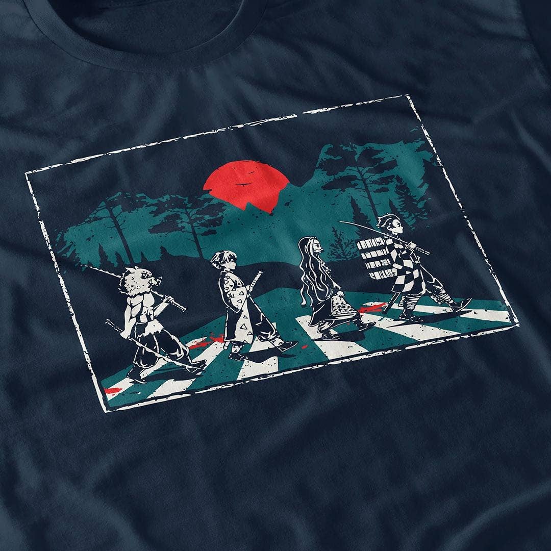 Abbey Road Anime Parody Tee Inspired Japanese Manga Unisex T-shirt, Sweatshirt, Hoodie, Long Sleeve Tee - T-Shirt, Sweatshirt, Hoodie