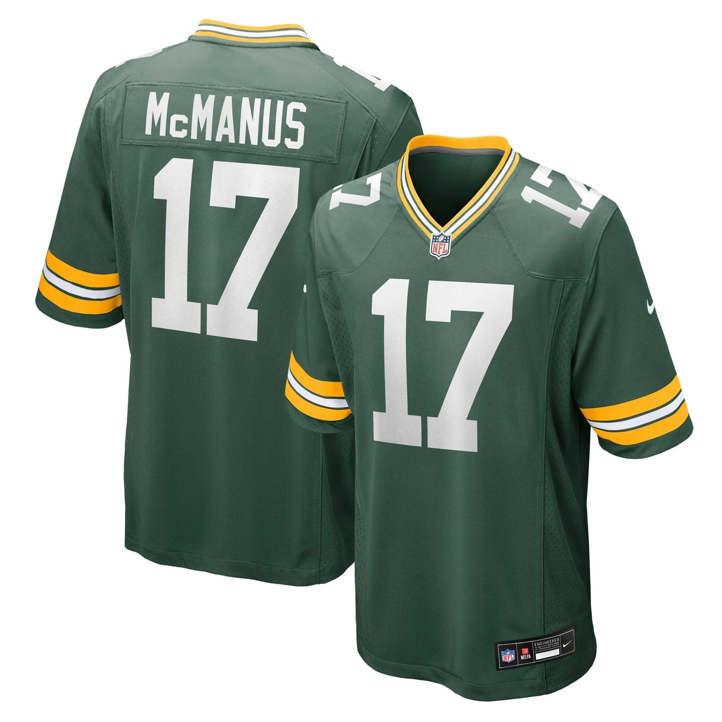 Green Bay Packers Brandon McManus Green Team Game Jersey football jersey product view 1
