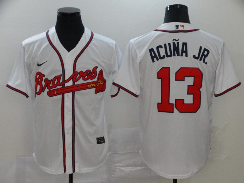 New Men's Atlanta Braves Ronald Acuna Jr. Jersey White baseball jersey product view 1