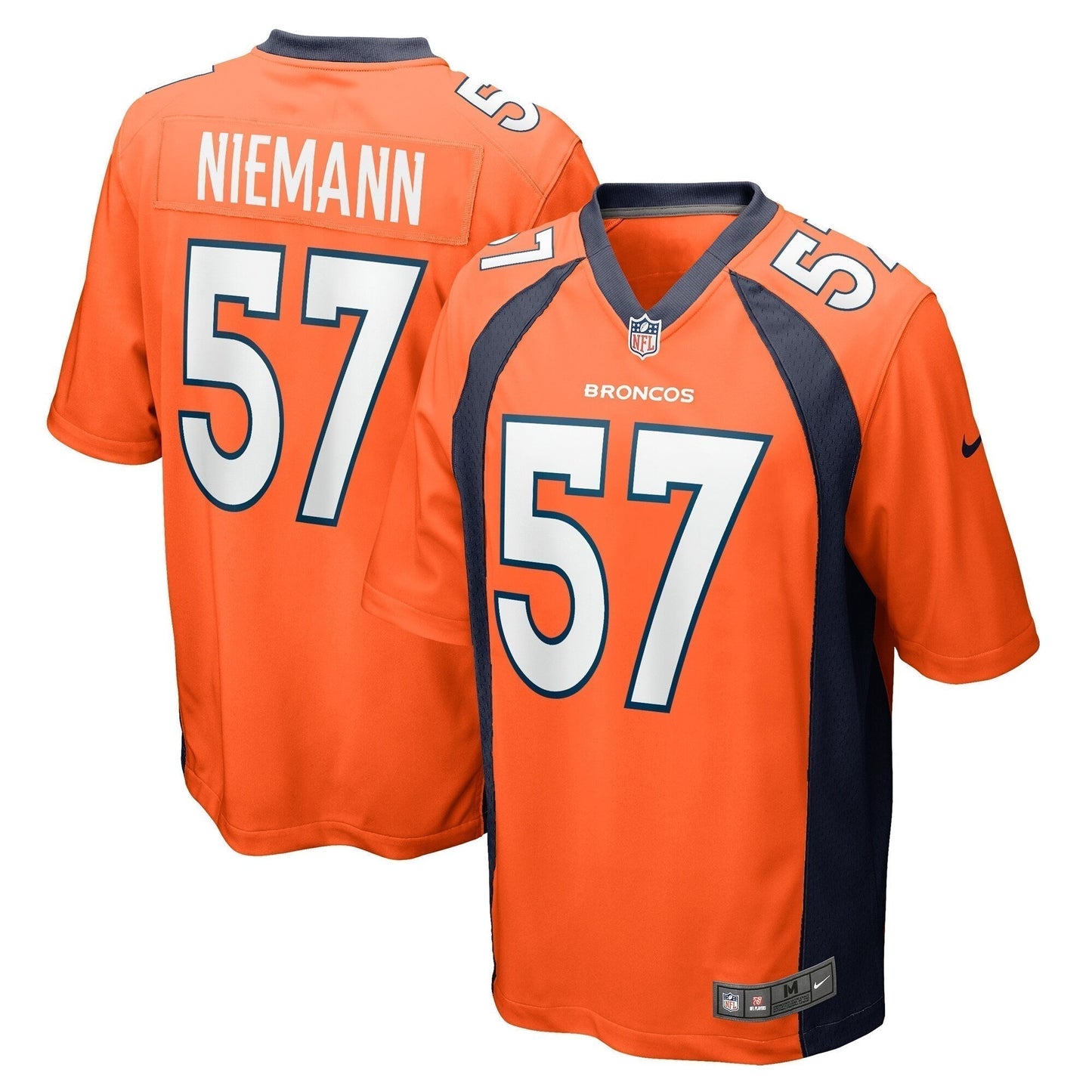 Ben Niemann Denver Broncos Team Game Jersey - Orange football jersey product view 1