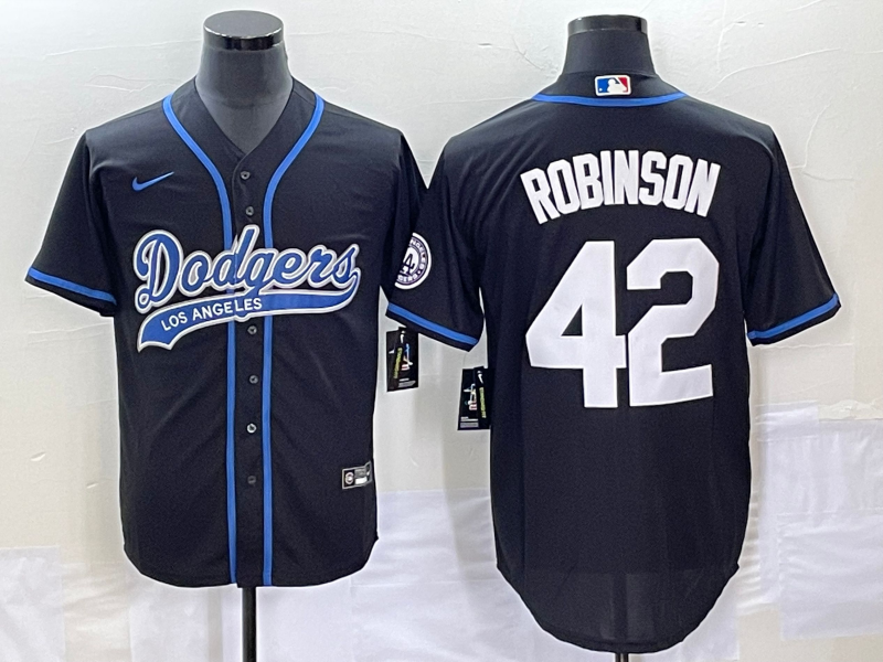 Men's Los Angeles Dodgers Jackie Robinson Black Player Jersey Joint Edition baseball jersey product view 1