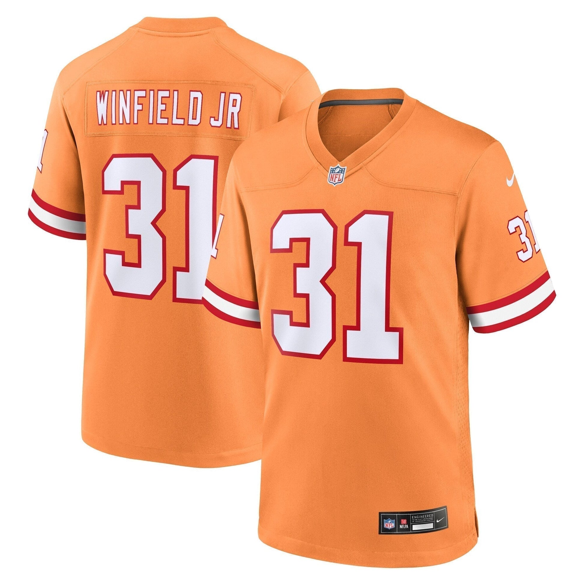 Antoine Winfield Jr. Tampa Bay Buccaneers Throwback Game Jersey - Orange football jersey product view 1