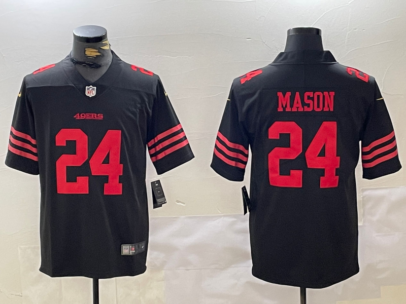 Men's San Francisco 49ers Jordan Mason Black Player Game Jersey basketball jersey product view 1