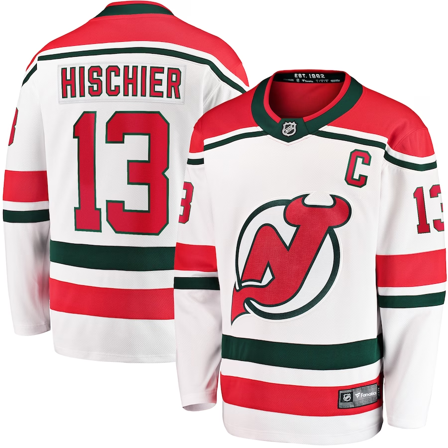 Men's New Jersey1 Devils Nico Hischier #13 White Player Jersey1 sports jersey product view 1