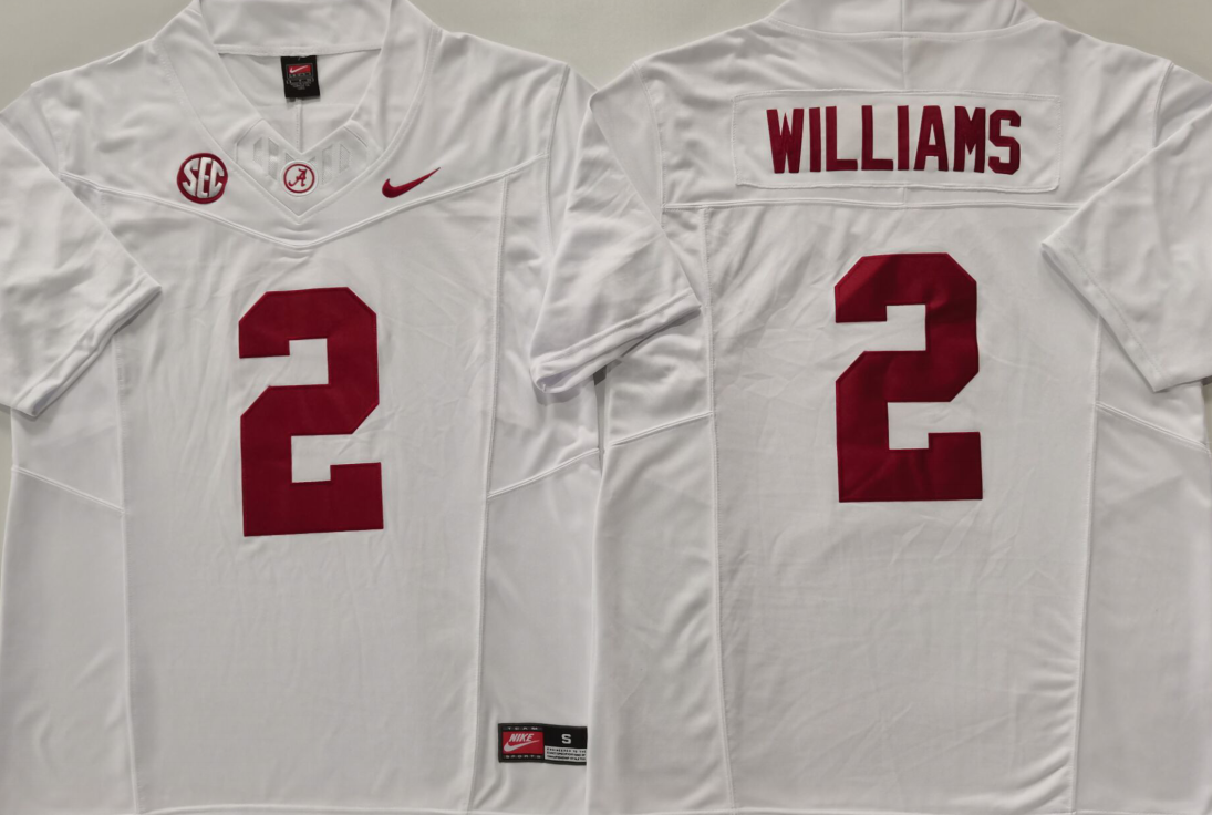 Men's Alabama Crimson Tide Ryan Williams White Game Jersey sports jersey product view 1