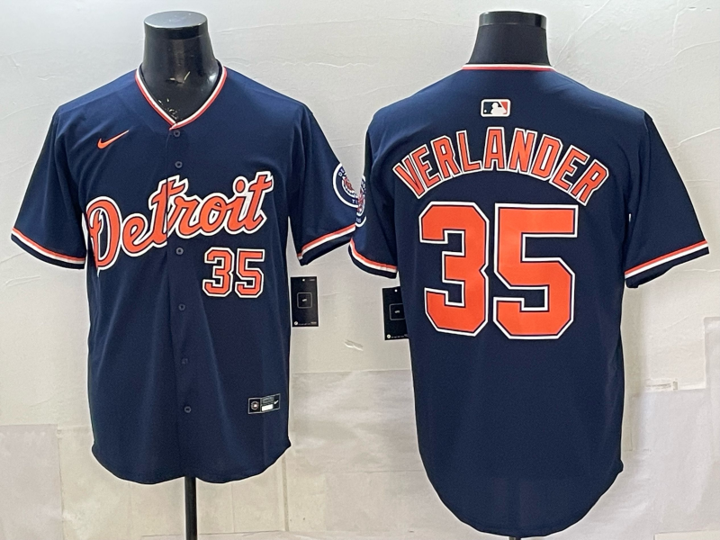Men's Detroit Tigers Justin Verlander #35 Navy Alternate Stadium Jersey baseball jersey product view 1