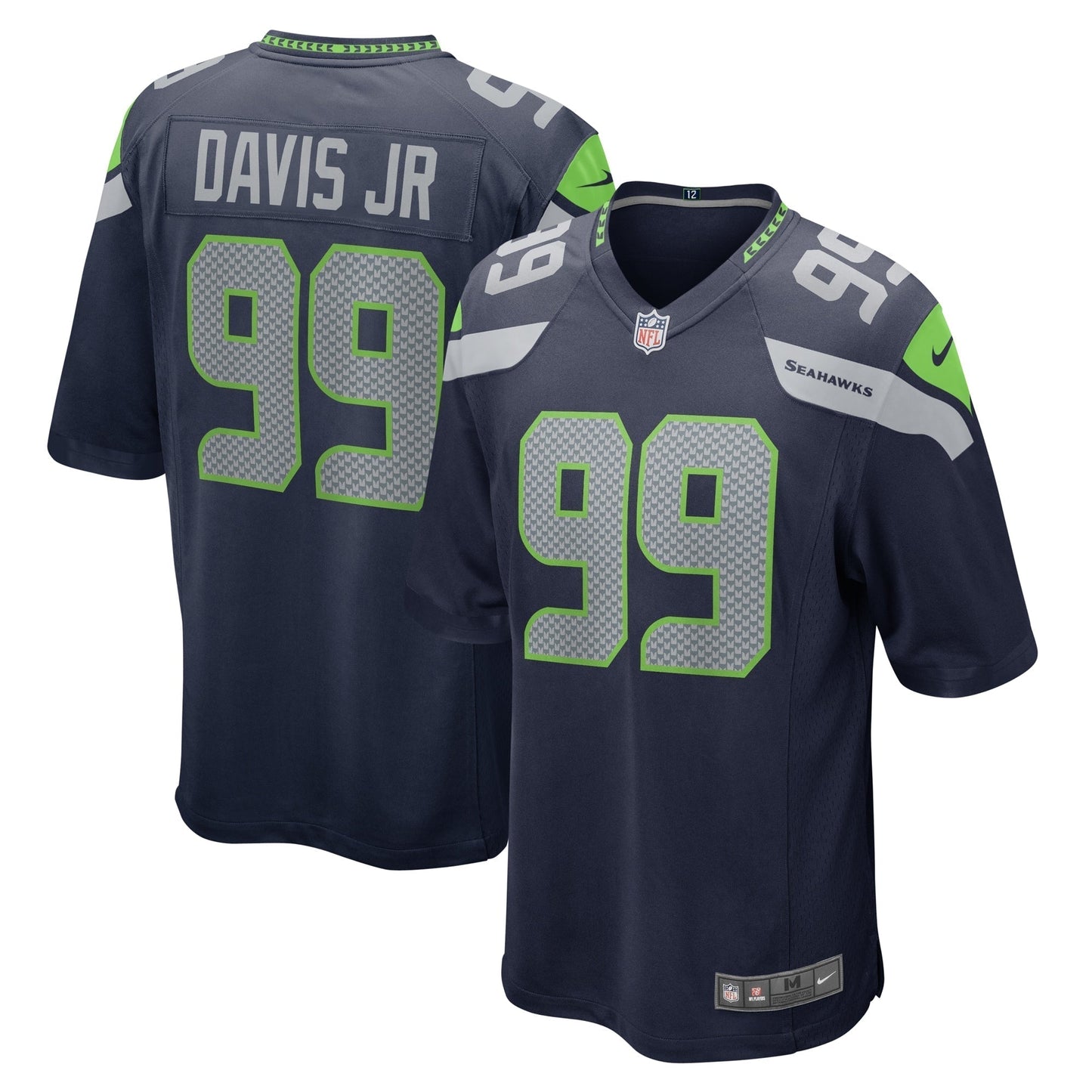Carl Davis Jr. Seattle Seahawks Game Jersey - College Navy football jersey product view 1