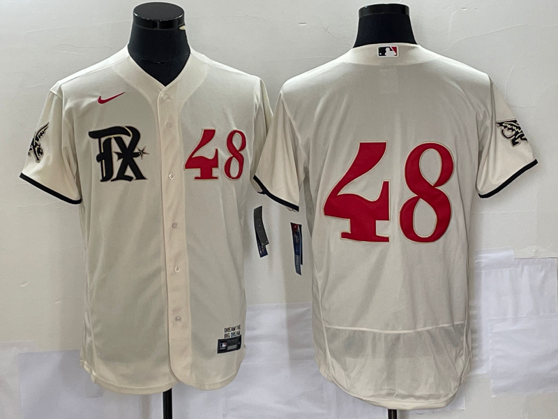 Men's Texas Rangers Jacob deGrom #48 Cream 2023 City Connect Replica Player Jersey baseball jersey product view 1