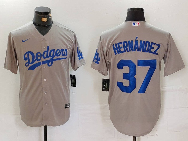 Men's Los Angeles Dodgers Teoscar Hernandez Gray Replica Player Jersey baseball jersey product view 1