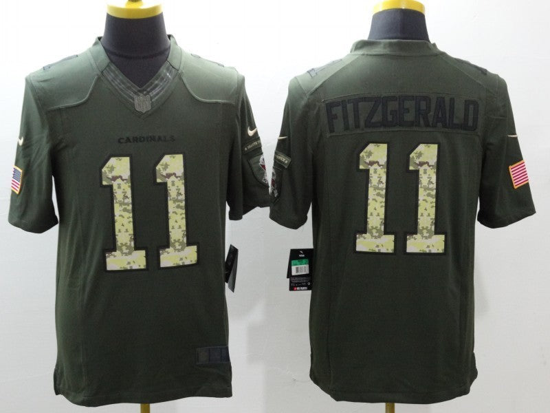 Men's Arizona Cardinals Larry Fitzgerald #11 Army Green Game Jersey1 football jersey product view 1