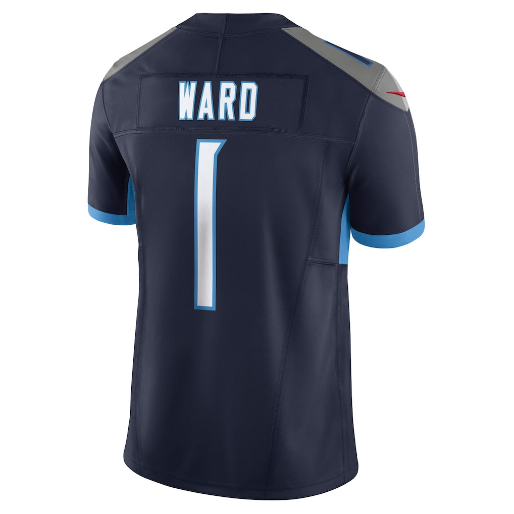T.Titans #1 Cameron Ward Light Blue 2025 NFL Draft First Round Pick Game Jersey football jersey product view 1