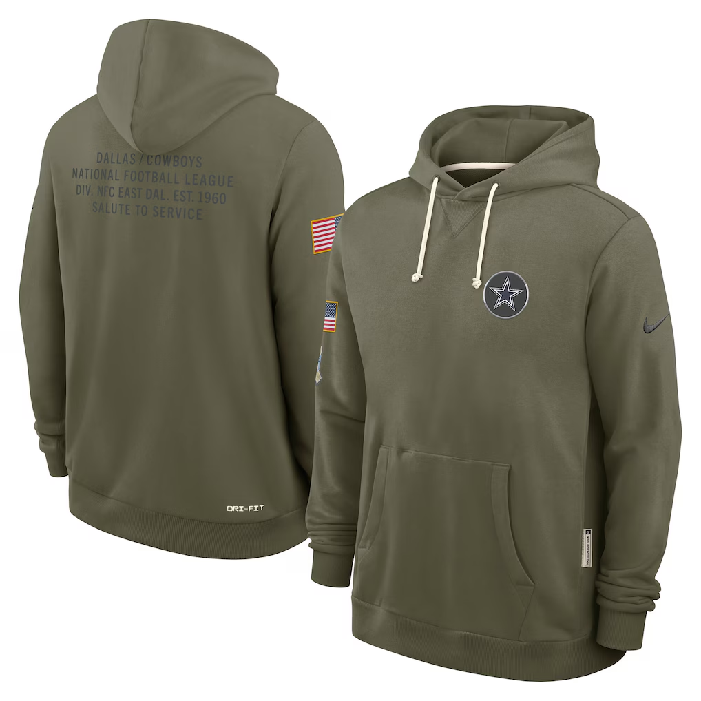 Men's Cleveland Browns Forest Green 2025 Salute to Service Sideline Dri-FIT Lightweight Hooded Pullover football jersey product view 1
