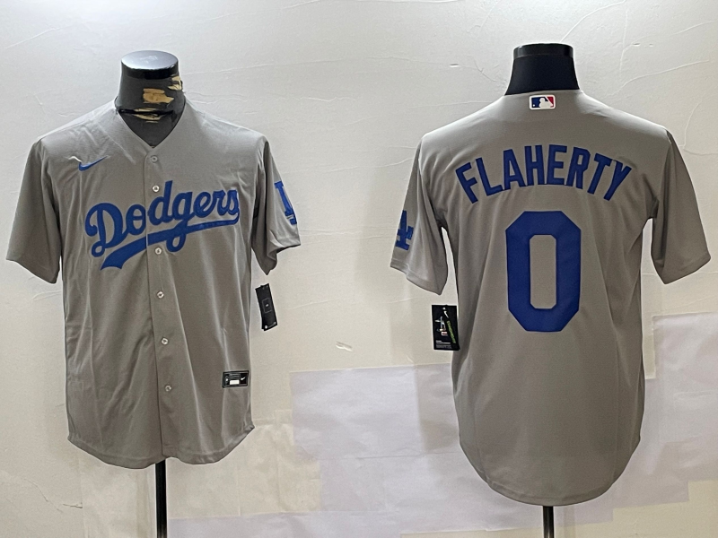 Men's Los Angeles Dodgers Jack Flaherty #0 Gray Replica Game Jersey baseball jersey product view 1