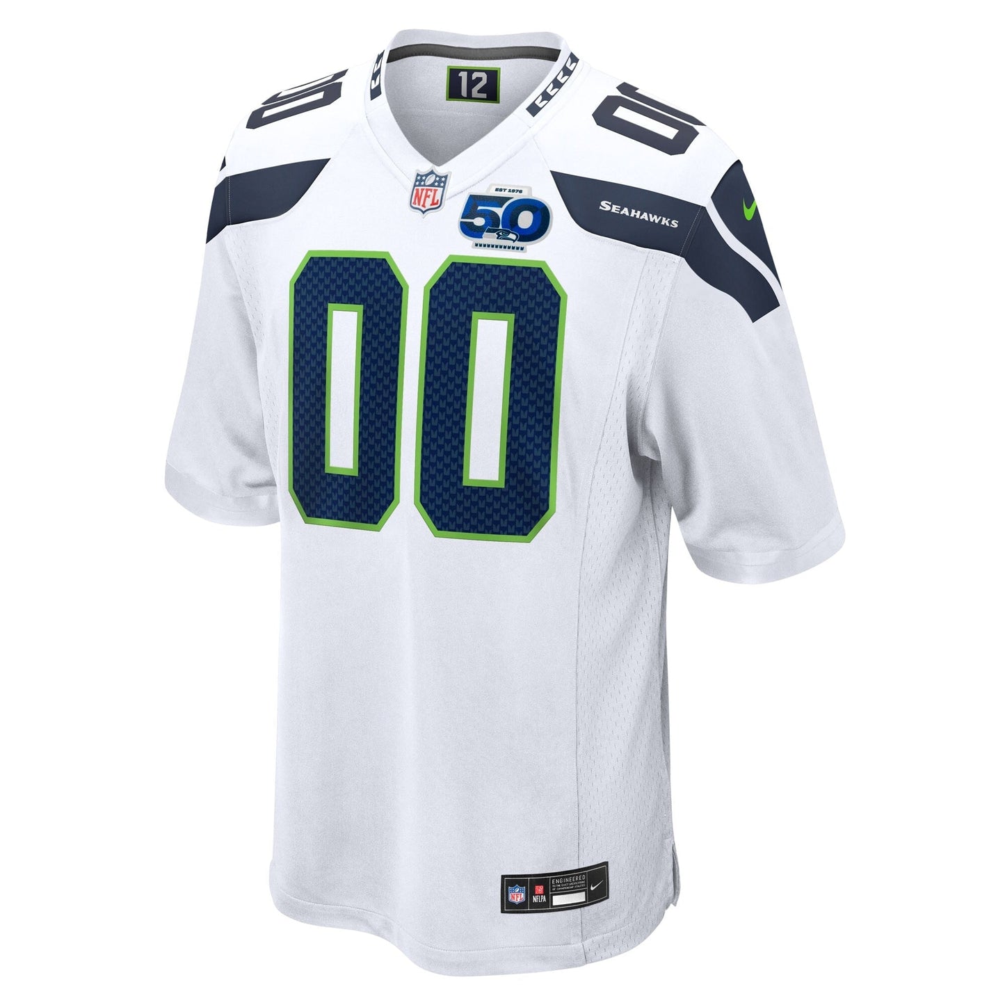 Seattle Seahawks White 50th Season Away Custom Game Jersey football jersey product view 1