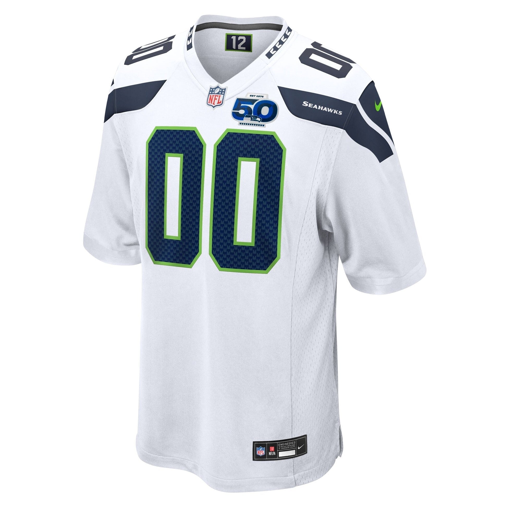 Seattle Seahawks White 50th Season Away Custom Game Jersey football jersey product view 1