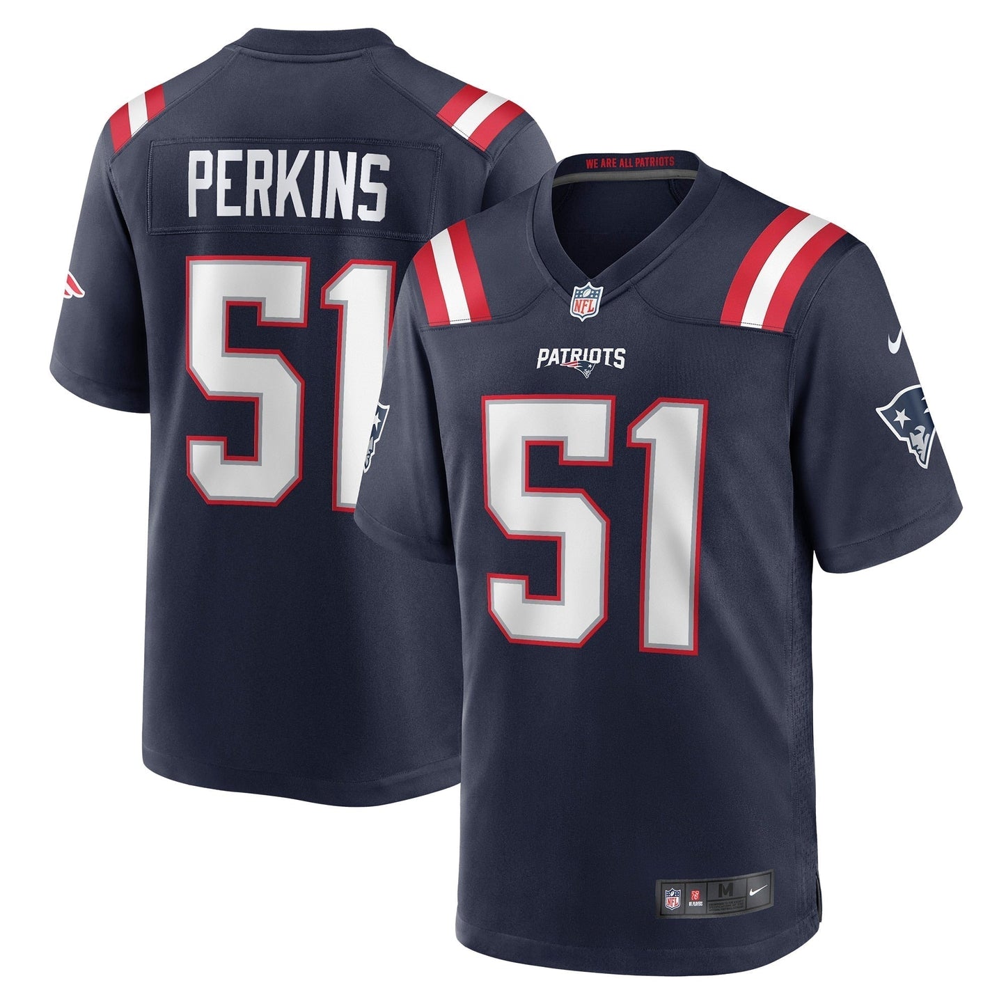 Ronnie Perkins New England Patriots Game Jersey - Navy football jersey product view 1
