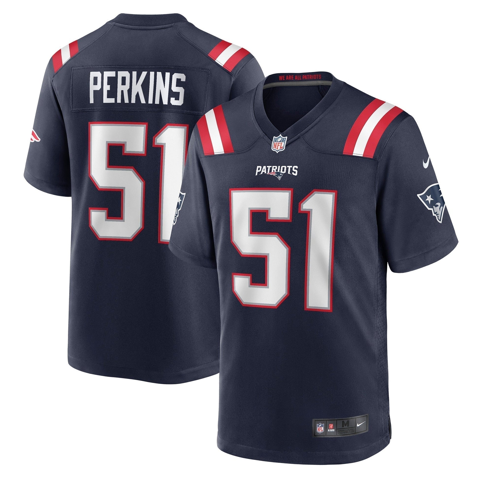 Ronnie Perkins New England Patriots Game Jersey - Navy football jersey product view 1