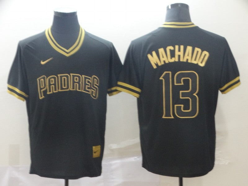 Men's San Diego Padres Manny Machado #13 Black Stitched Jersey1 baseball jersey product view 1