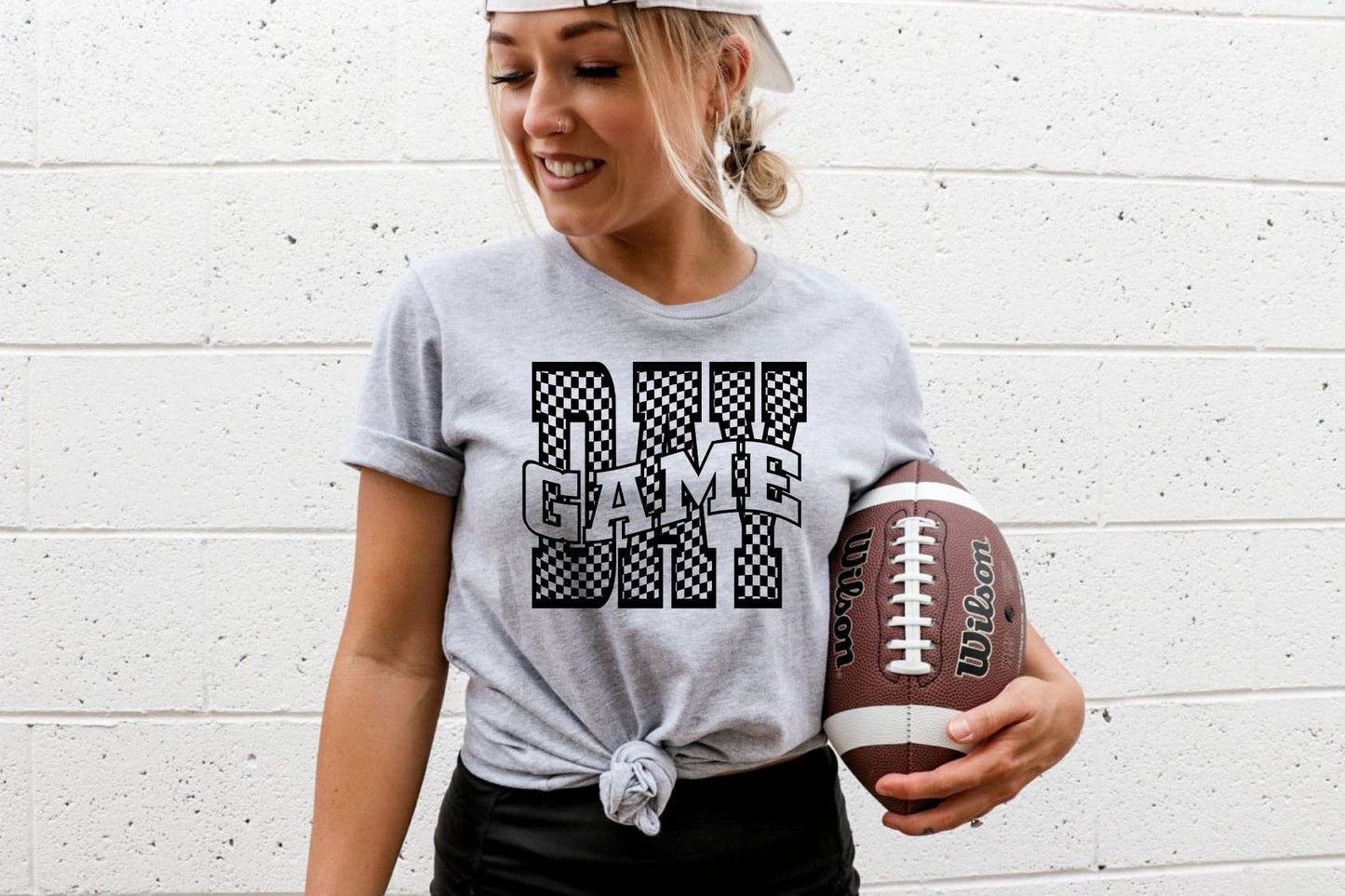 Gameday Retro Checker Font Grey Football Graphic Tee Unisex T-shirt, Sweatshirt, Hoodie, Long Sleeve Tee - T-Shirt, Sweatshirt, Hoodie