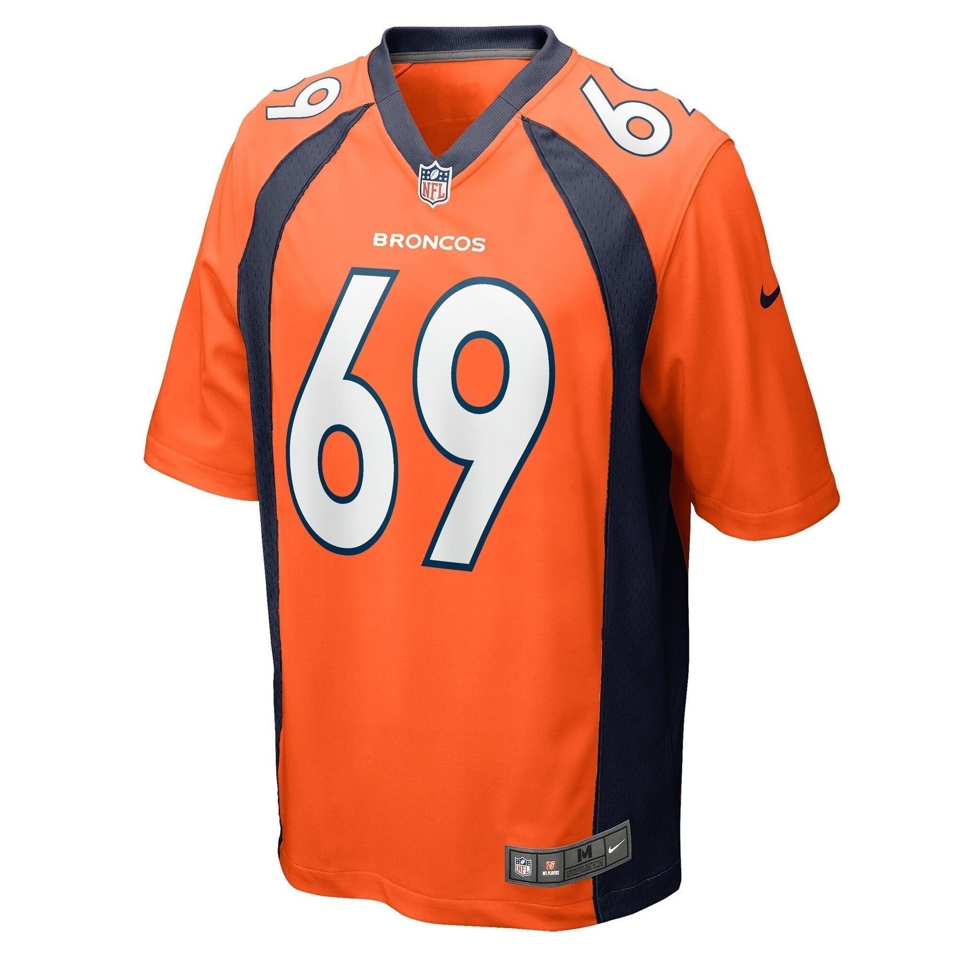 Mike McGlinchey Denver Broncos Game Jersey - Orange football jersey product view 2