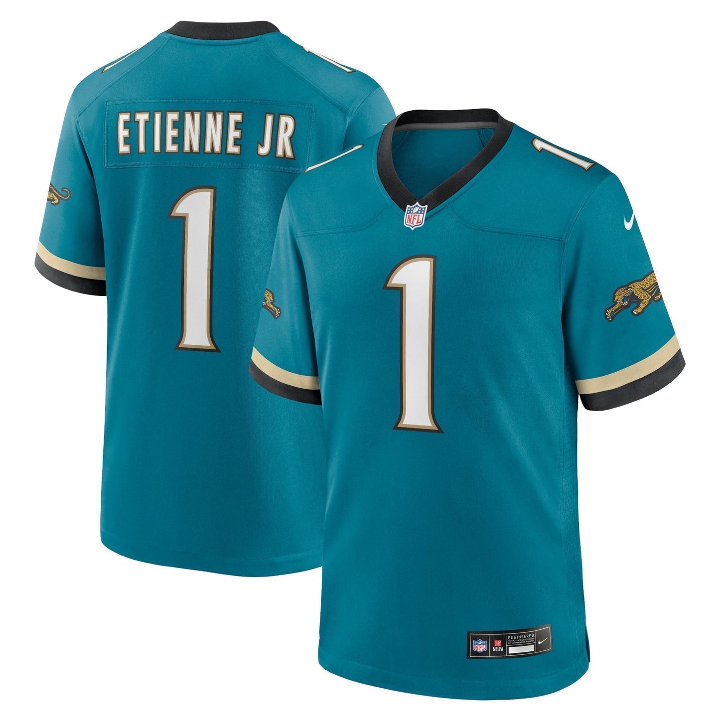 Travis Etienne Jr Jacksonville Jaguars Prowler Throwback Game Jersey - Teal football jersey product view 1