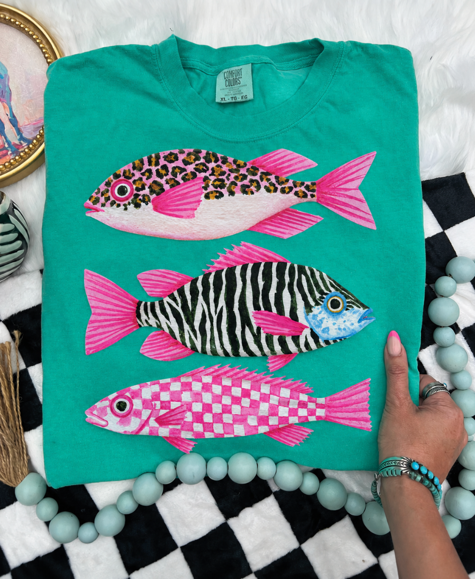 Preppy Tropical Fish - Comfort Color Island Green Unisex T-shirt, Sweatshirt, Hoodie, Long Sleeve Tee - T-Shirt, Sweatshirt, Hoodie