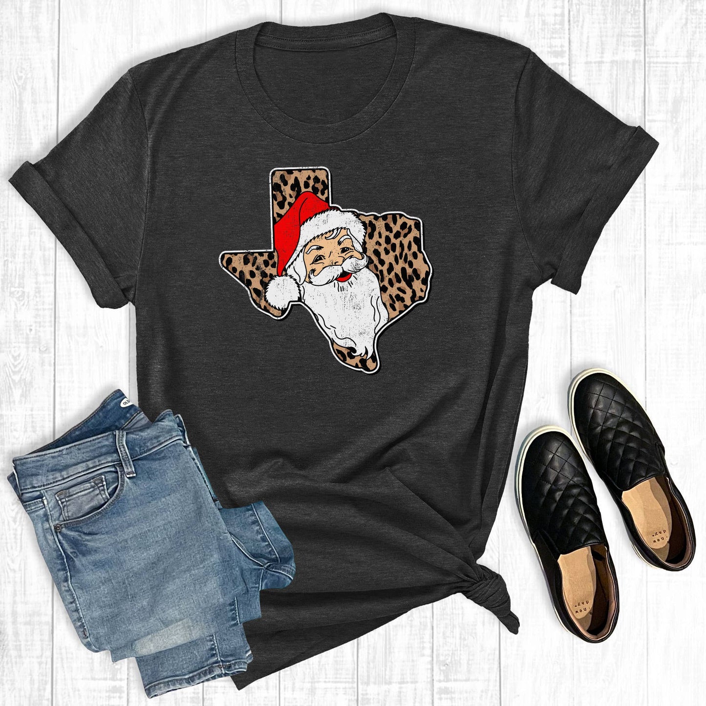 Texas Leopard Santa Unisex T-shirt, Sweatshirt, Hoodie, Long Sleeve Tee - T-Shirt, Sweatshirt, Hoodie