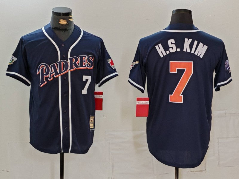 Men's San Diego Padres Ha Seong Kim #7 Navy Limited Player Jersey1 baseball jersey product view 1