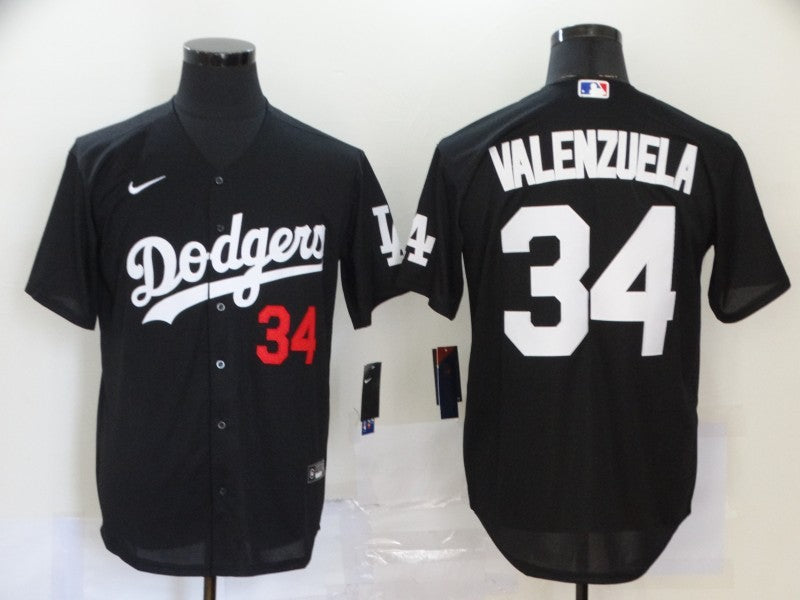 Men's Los Angeles Dodgers Fernando Valenzuela Black Stitched Jersey baseball jersey product view 1