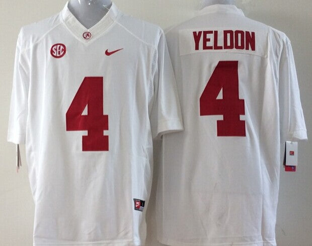 Men's Alabama Crimson Tide T. J. Yeldon White Player Game Jersey sports jersey product view 1