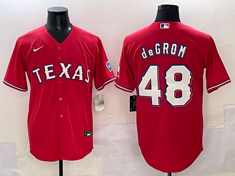 Men's Texas Rangers Jacob deGrom #48 Red Limited Player Jersey baseball jersey product view 1