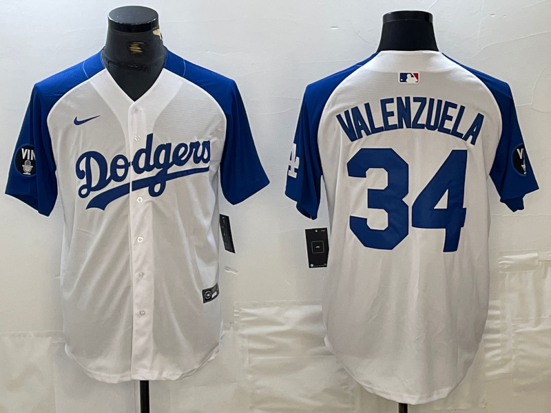 Men's Los Angeles Dodgers Fernando Valenzuela White Limited Jersey baseball jersey product view 1