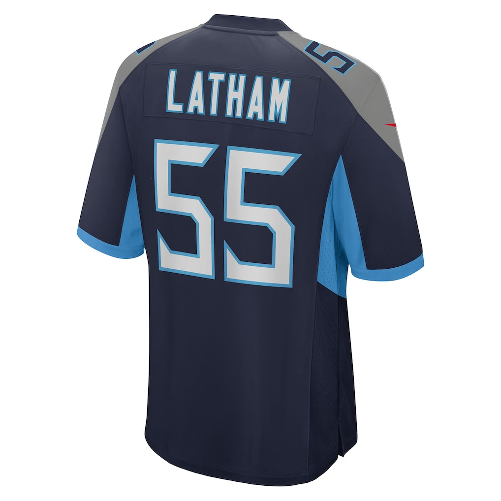 T.Titans #55 JC Latham Navy Player Game Jersey football jersey product view 1