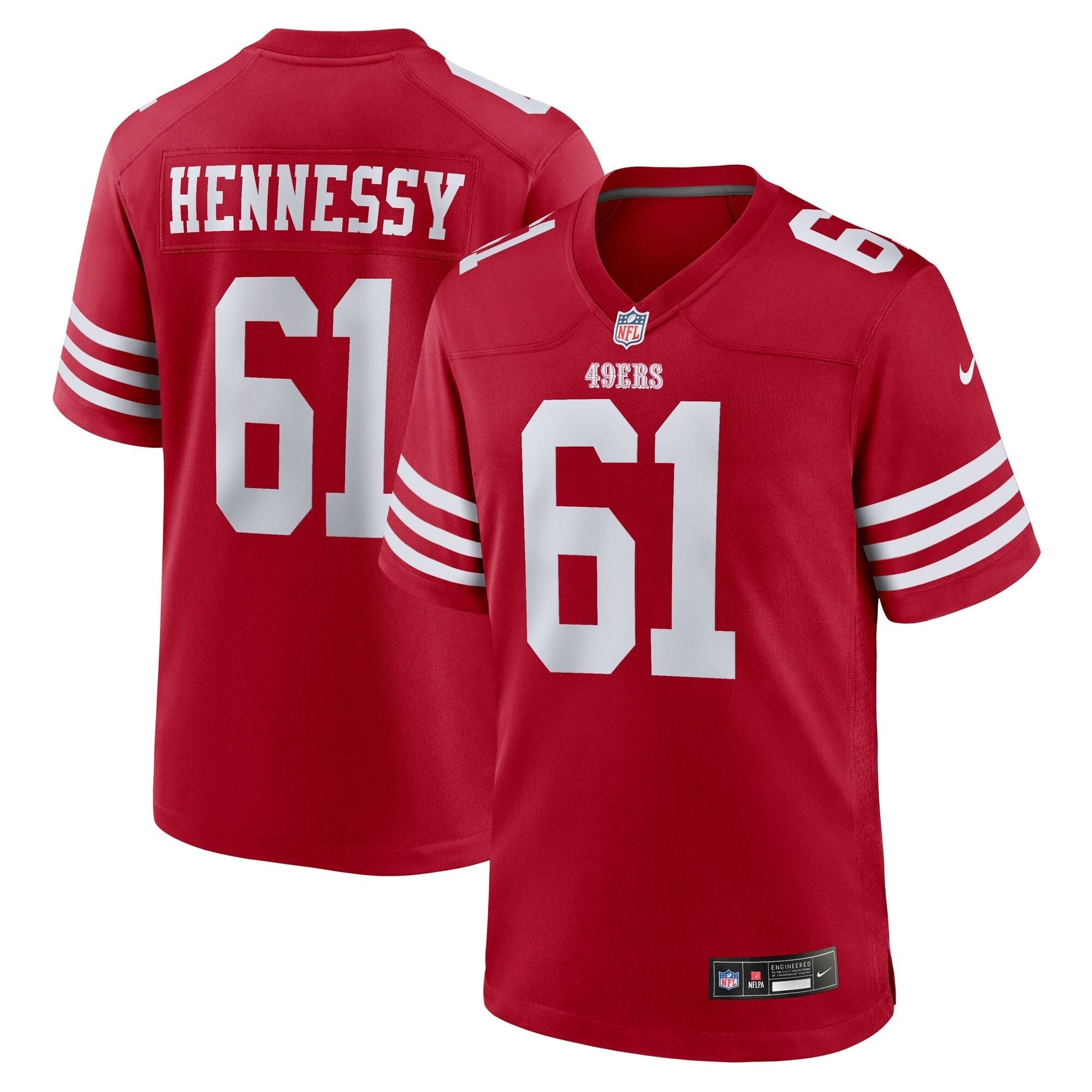 San Francisco 49ers Matt Hennessy Scarlet Team Game Jersey football jersey product view 1
