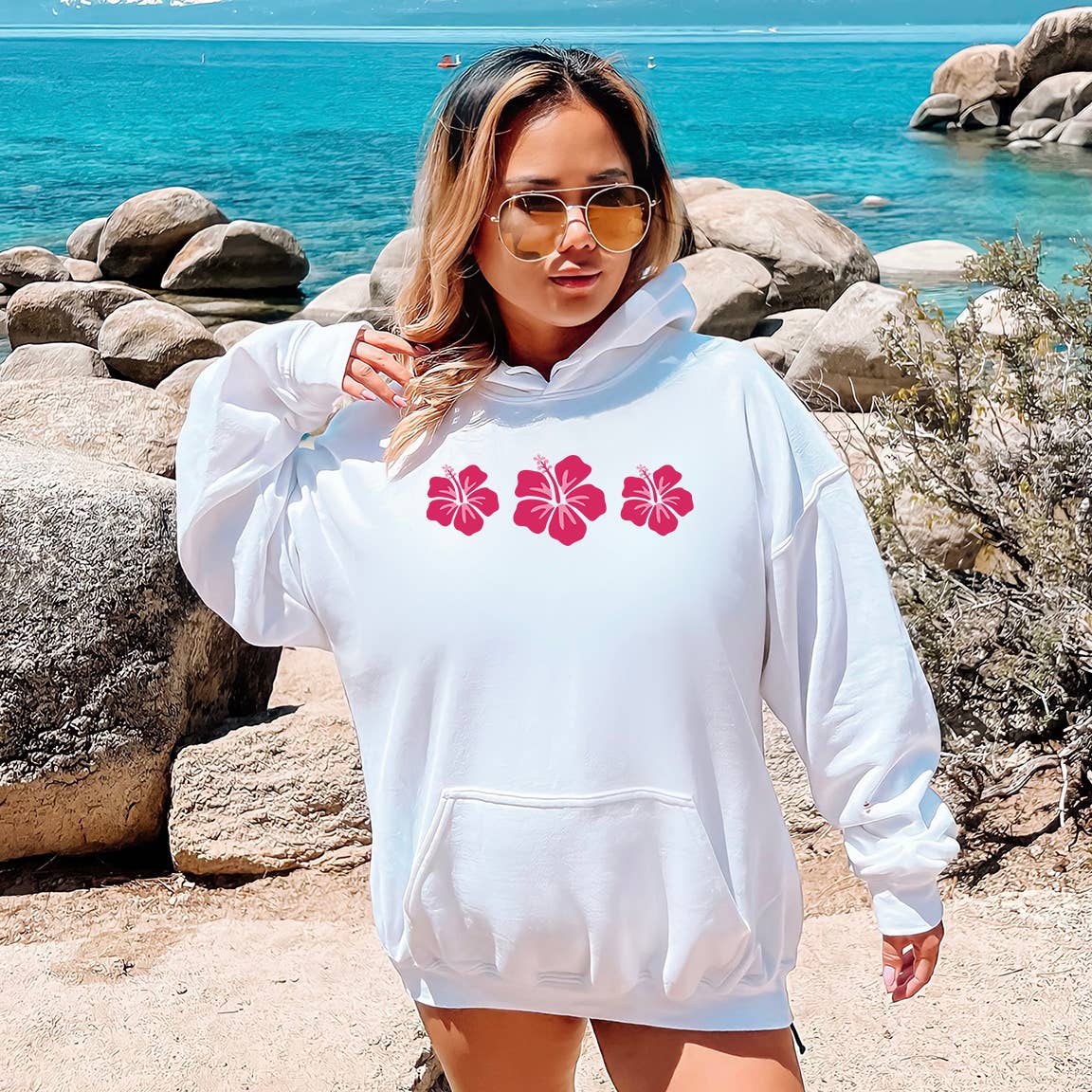 Hibiscus Hoodie | Front & Back Print | Tropical Unisex T-shirt, Sweatshirt, Hoodie, Long Sleeve Tee - T-Shirt, Sweatshirt, Hoodie