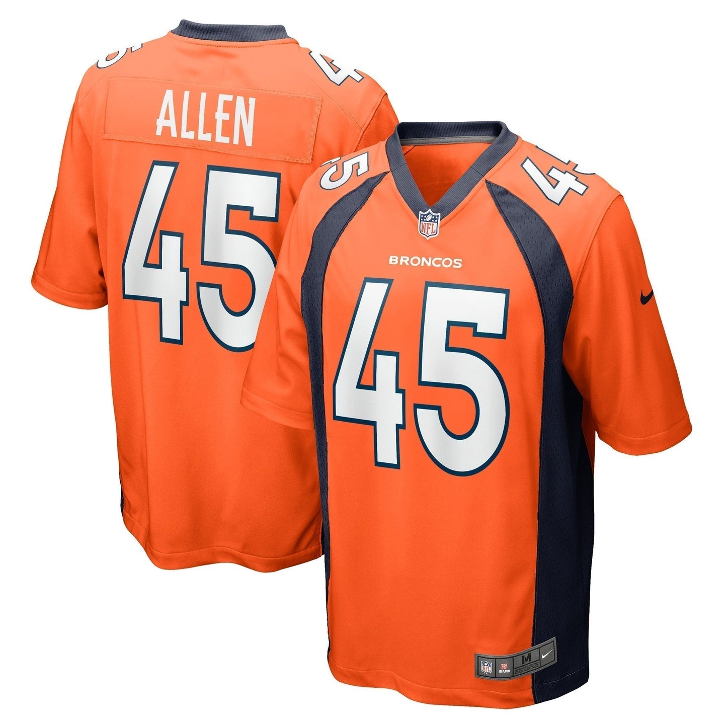 Christopher Allen Denver Broncos Game Jersey - Orange football jersey product view 1
