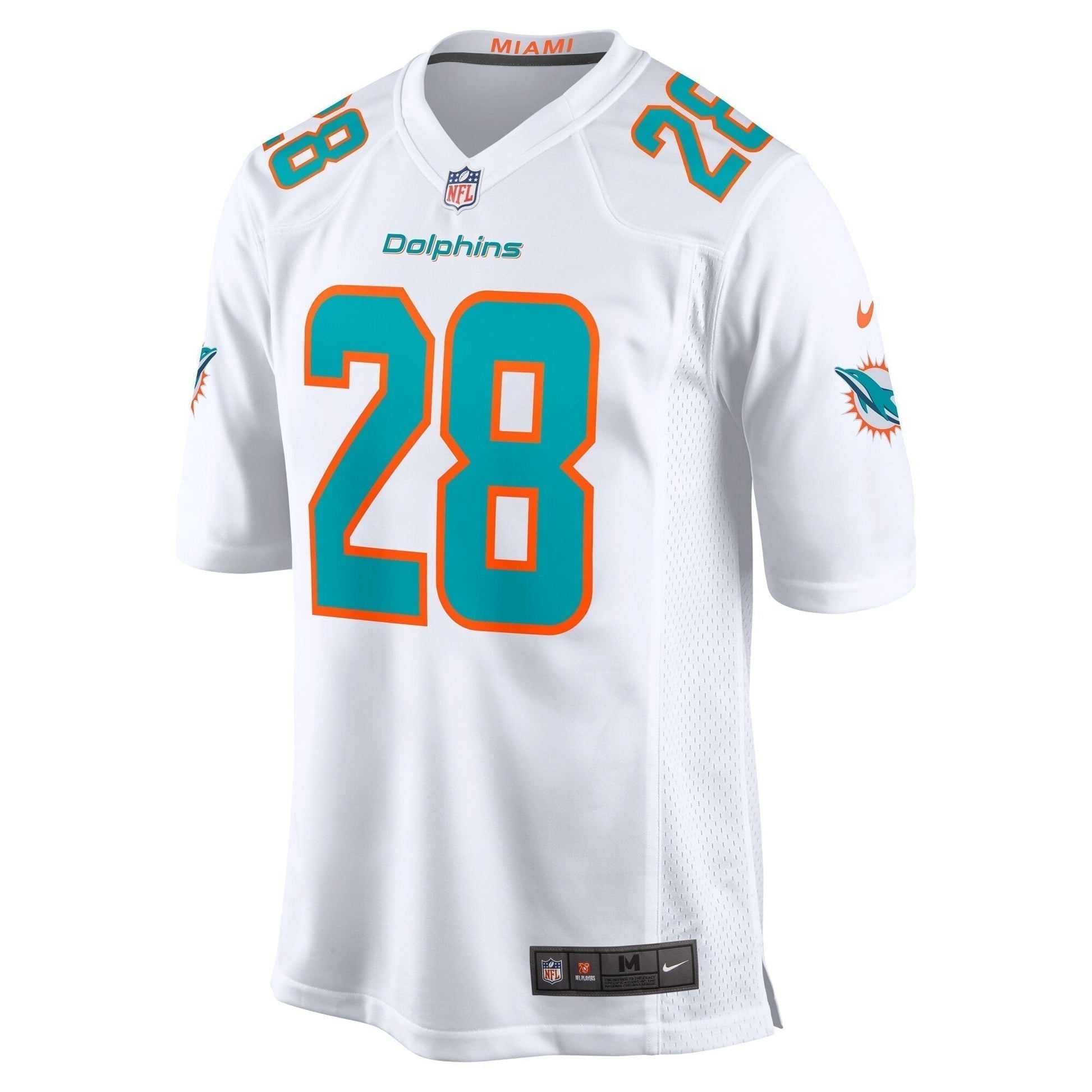 Devon Achane Miami Dolphins Game Jersey - White football jersey product view 2
