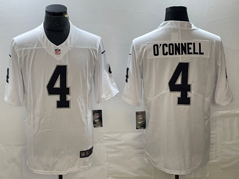 Men's Las Vegas Raiders Aidan O'Connell #4 White Game Jersey1 football jersey product view 1