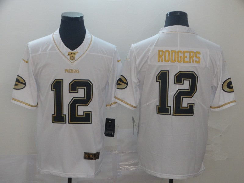 Men's Green Bay Packers #12 Aaron Rodgers White Game Jersey1 football jersey product view 1