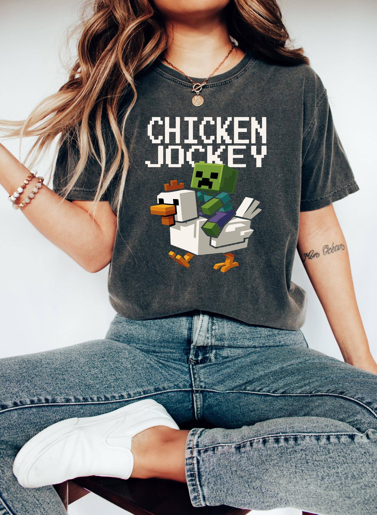 Chicken Jockey Cartoon Gamer Tee Unisex T-shirt, Sweatshirt, Hoodie, Long Sleeve Tee - T-Shirt, Sweatshirt, Hoodie
