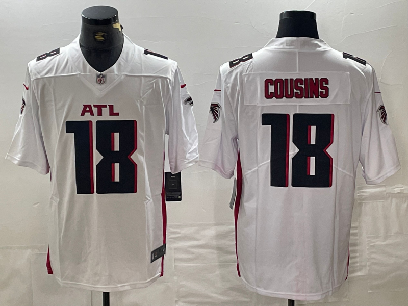 Men's Atlanta Falcons Kirk Cousins #18 White Game Player Jersey1 football jersey product view 1