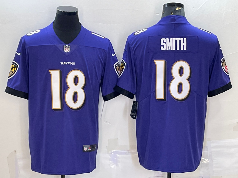 Men's Baltimore Ravens Roquan Smith #18 Purple Game Jersey1 football jersey product view 1