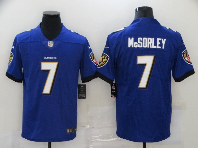 Men's Baltimore Ravens Trace McSorley #7 Purple Game Player Jersey1 football jersey product view 1