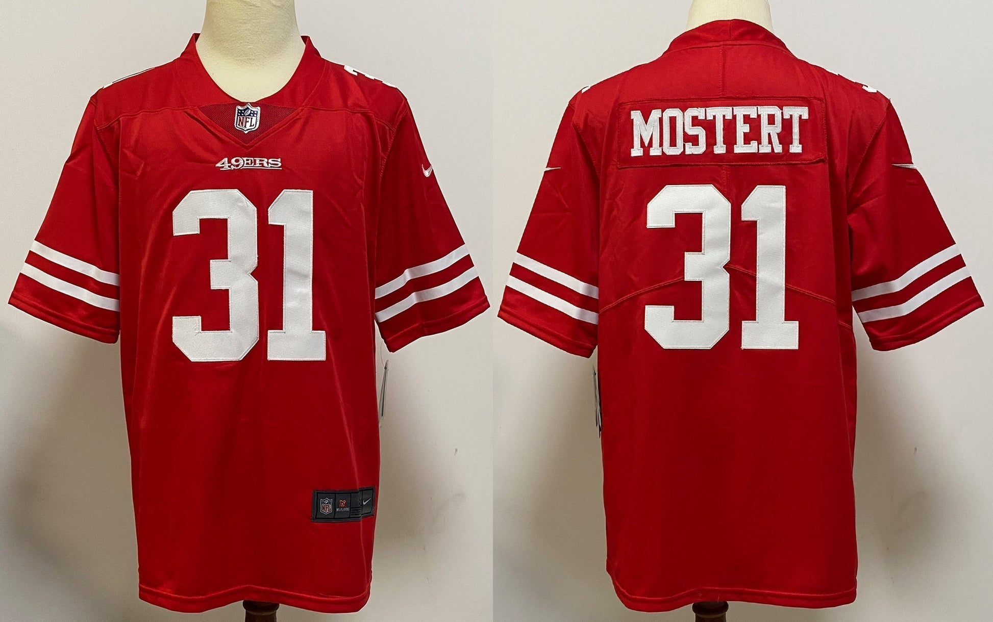 Men's San Francisco 49ers Raheem Mostert #31 Red Game Player Jersey1 football jersey product view 1