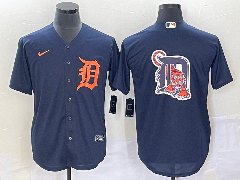 Men's Detroit Tigers Navy Alternate Authentic Logo Team Jersey baseball jersey product view 1