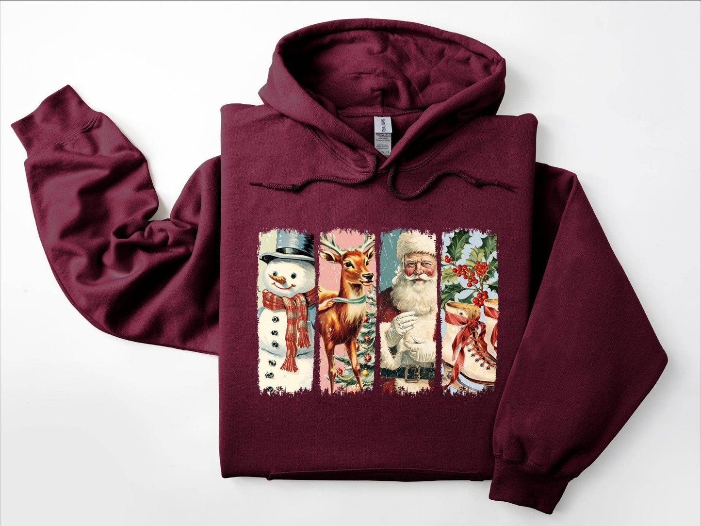 Retro Christmas Santa Claus Hoodie Merry Sweatshirt Unisex T-shirt, Sweatshirt, Hoodie, Long Sleeve Tee - T-Shirt, Sweatshirt, Hoodie